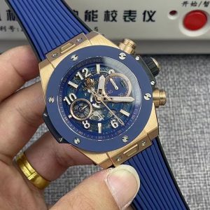 Đồng Hồ Hublot Big Bang Unico King Gold Viền Gốm Xanh BBF 42mm (6)