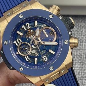 Đồng Hồ Hublot Big Bang Unico King Gold Viền Gốm Xanh BBF 42mm (6)
