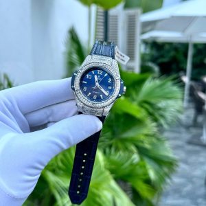 Đồng Hồ Hublot Chế Tác Đá Moissanite Big Bang One Click Màu Xanh 39mm (1)