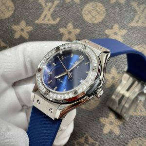 Đồng Hồ Hublot Fake Nhật Đính Đá Màu Xanh Dương 38-42mm (1)