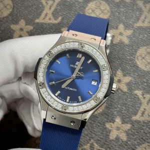 Đồng Hồ Hublot Fake Nhật Đính Đá Màu Xanh Dương 38-42mm (1)