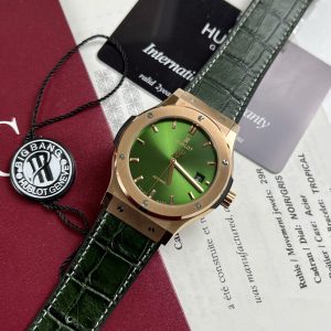 Đồng Hồ Hublot Nam Rep 11 Classic Fusion King Gold Màu Xanh Lá JJF 42mm (1)