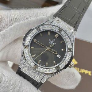 Đồng Hồ Hublot Nữ Đính Đá Fake Máy Pin Nhật Giá Rẻ 34mm (3)