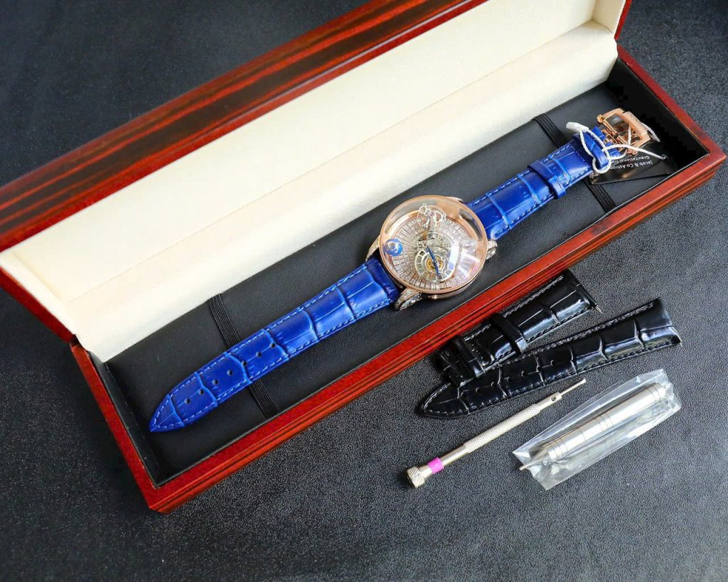 Đồng Hồ Jacob & Co Astronomia Nam Dây Da Màu Xanh Dương Fake 11 45mm (1)