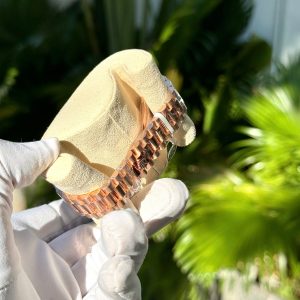 Đồng Hồ Nữ Rolex Phủ Vàng Hồng Đính Moissanite Mặt Socola 31mm (3)