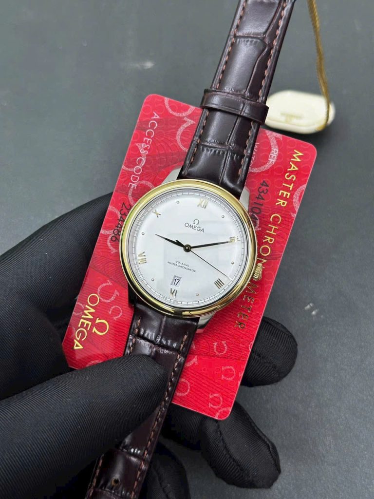 Đồng Hồ Omega De Ville Prestige Rep 11 Nam Dây Da Màu Nâu 40mm (1)