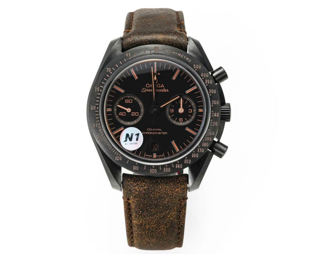 Đồng Hồ Omega Rep 11 SpeedMaster Vỏ Gốm Đen Dây Da Xưởng N1 42mm (1)