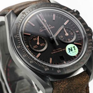 Đồng Hồ Omega Rep 11 SpeedMaster Vỏ Gốm Đen Dây Da Xưởng N1 42mm (1)