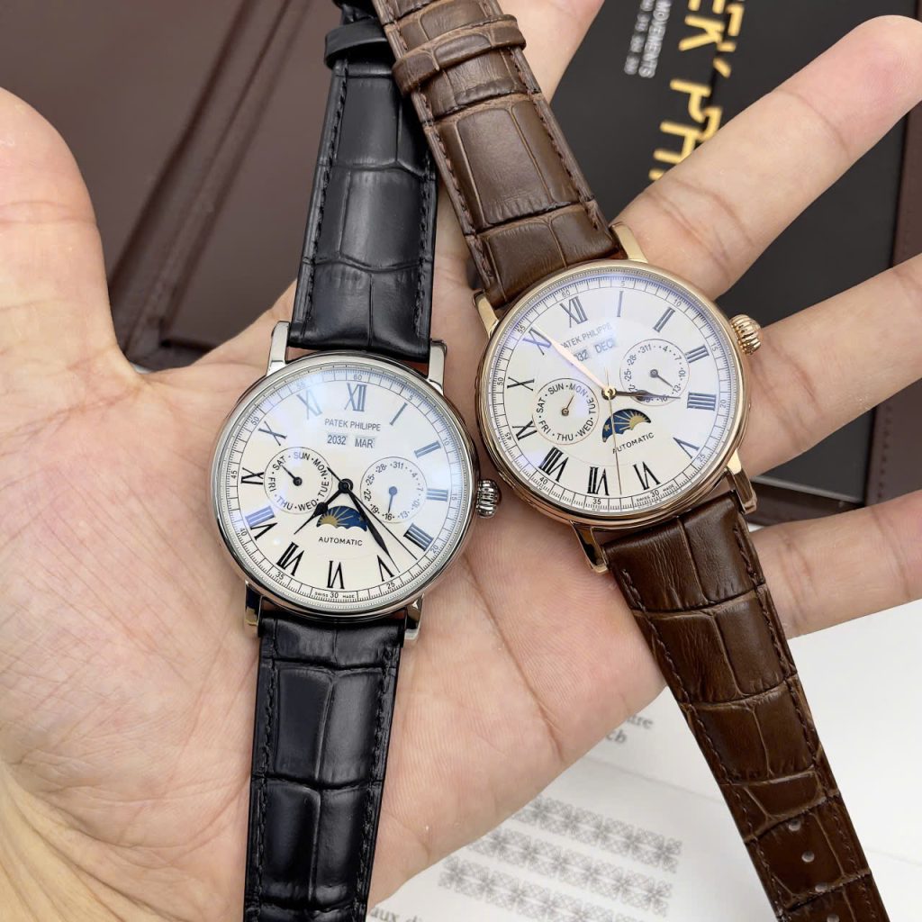 Đồng Hồ Patek Philippe Fake Máy Cơ Automatic Nhật Lịch Ngày Đêm 41mm (7)