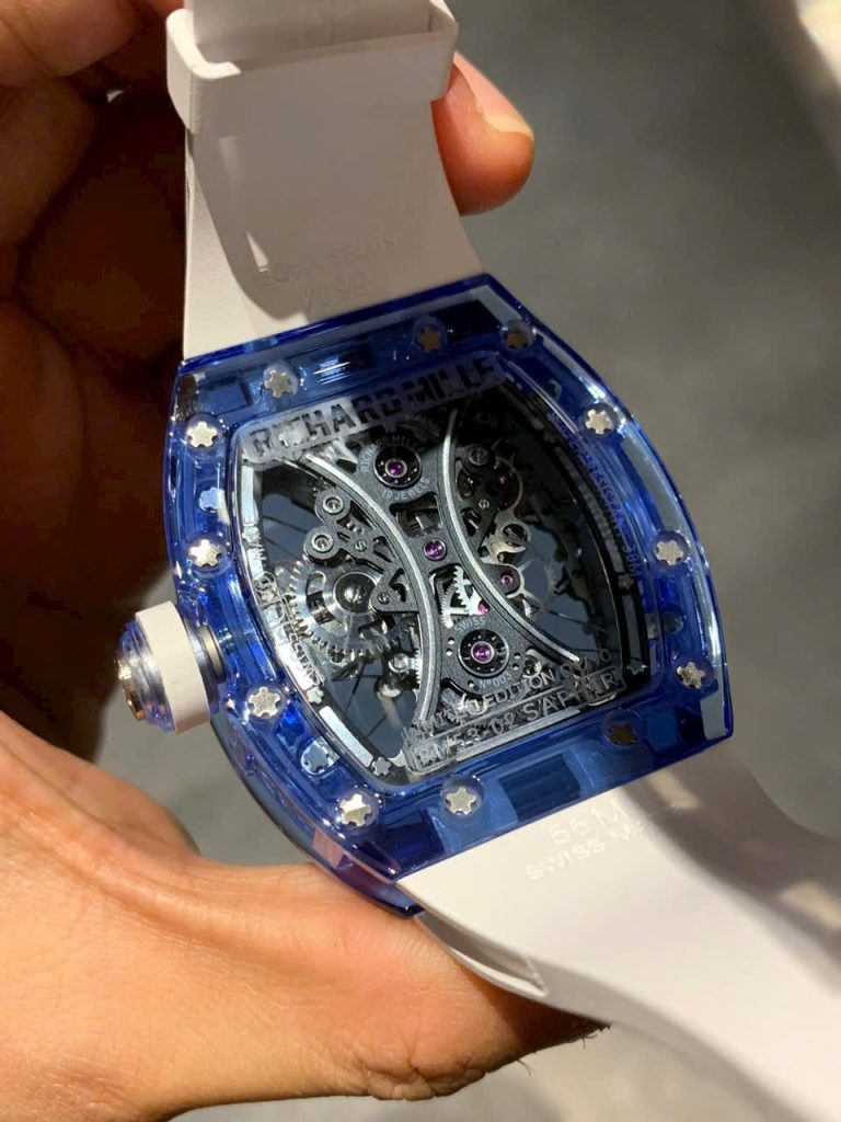 Đồng Hồ Richard Mille Chế Tác Vỏ Sapphire Xanh Máy Tourbillon RM53-02 (1)