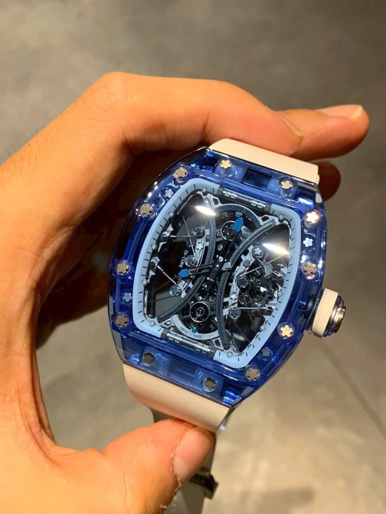 Đồng Hồ Richard Mille Chế Tác Vỏ Sapphire Xanh Máy Tourbillon RM53-02 (1)
