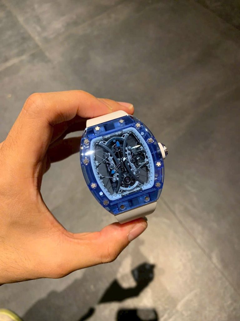 Đồng Hồ Richard Mille Chế Tác Vỏ Sapphire Xanh Máy Tourbillon RM53-02 (1)