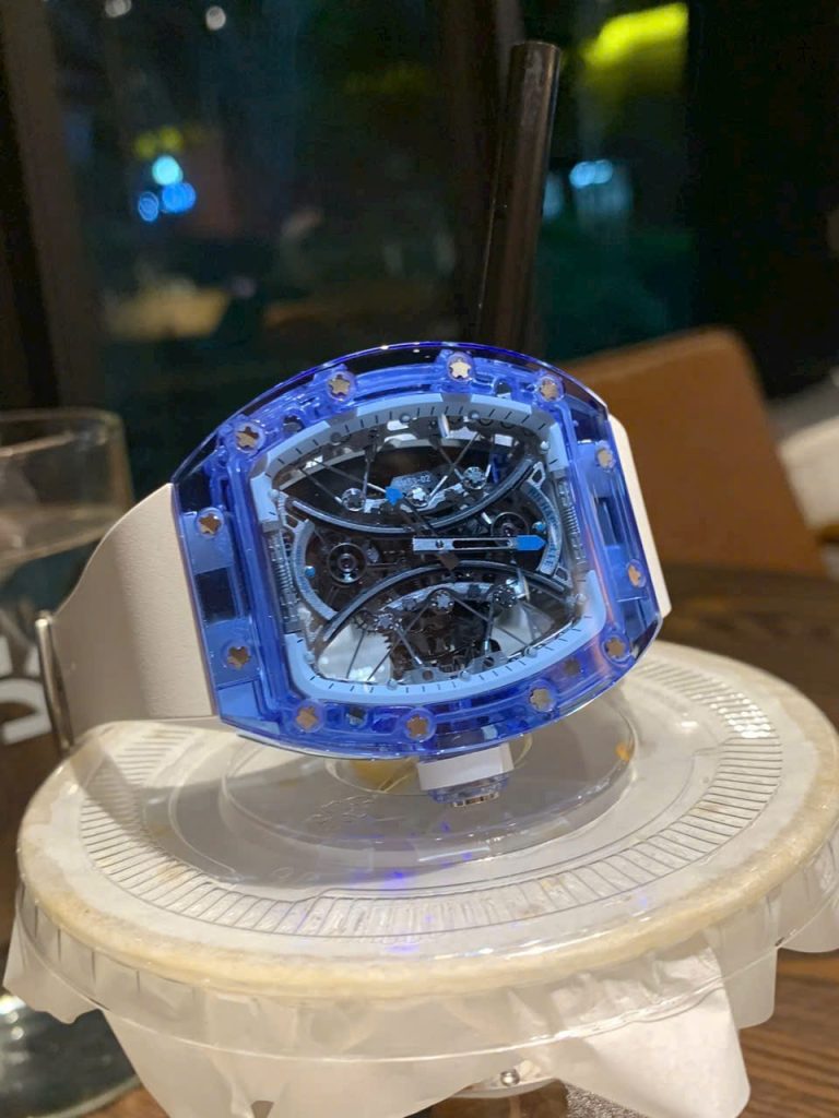 Đồng Hồ Richard Mille Chế Tác Vỏ Sapphire Xanh Máy Tourbillon RM53-02 (1)