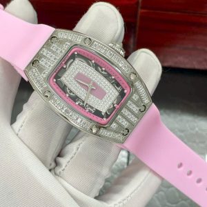 Đồng Hồ Richard Mille Fake Máy Nhật Đính Đá Màu Hồng RM007 36mm (1)