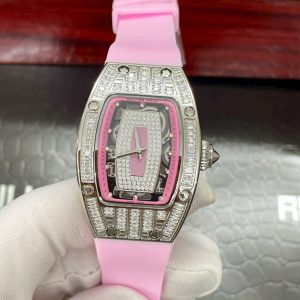 Đồng Hồ Richard Mille Fake Máy Nhật Đính Đá Màu Hồng RM007 36mm (1)