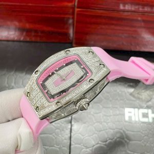 Đồng Hồ Richard Mille Fake Máy Nhật Đính Đá Màu Hồng RM007 36mm (1)