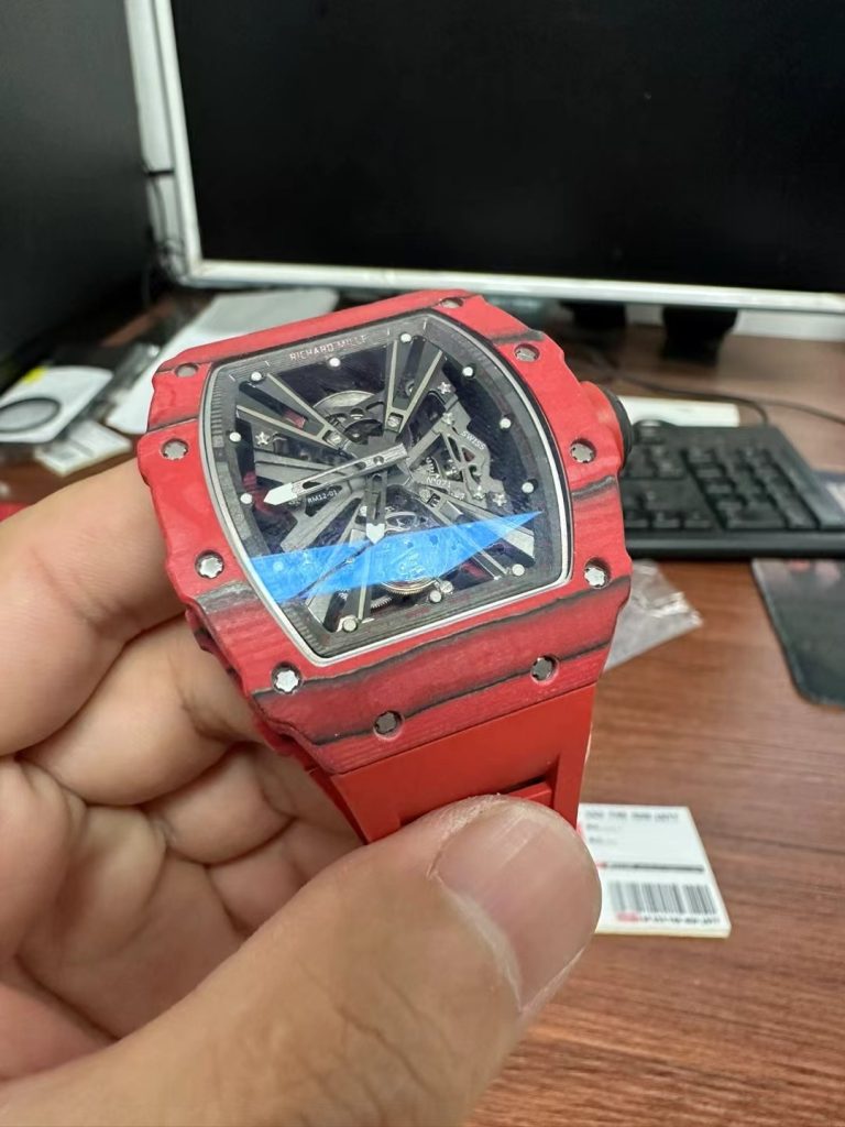 Đồng Hồ Richard Mille RM12-01 Tourbillon Red Carbon Xưởng VVS 45mm (1)