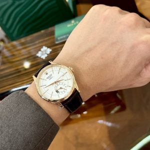 Đồng Hồ Rolex Cellini Replica Cao Cấp Dây Da Màu Nâu 39mm (1)