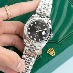 Đồng Hồ Rolex Chế Tác DateJust 126334 Mặt Đen Cọc Số Đá Xưởng Clean 41mm (2)