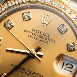 Đồng Hồ Rolex Chế Tác Mặt Vàng Champagne Nữ Đính Đá 31mm (1)