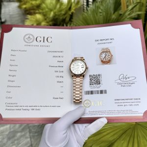 Đồng Hồ Rolex Chế Tác Phủ Vàng Hồng 18K Mặt Xà Cừ Moissanite Day-Date 36mm (7)