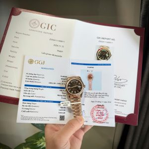 Đồng Hồ Rolex Chế Tác Phủ Vàng Hồng Mặt Socola Xưởng GM 180 Grams Day-Date (1)