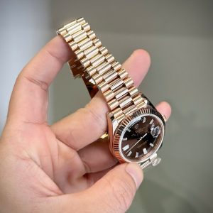 Đồng Hồ Rolex Chế Tác Phủ Vàng Hồng Mặt Socola Xưởng GM 180 Grams Day-Date (1)