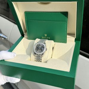 Đồng Hồ Rolex DateJust Nữ Đính Moissanite Mặt Xám Máy Thụy Sỹ 31mm (1)