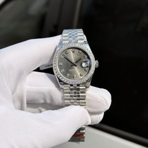 Đồng Hồ Rolex DateJust Nữ Đính Moissanite Mặt Xám Máy Thụy Sỹ 31mm (1)