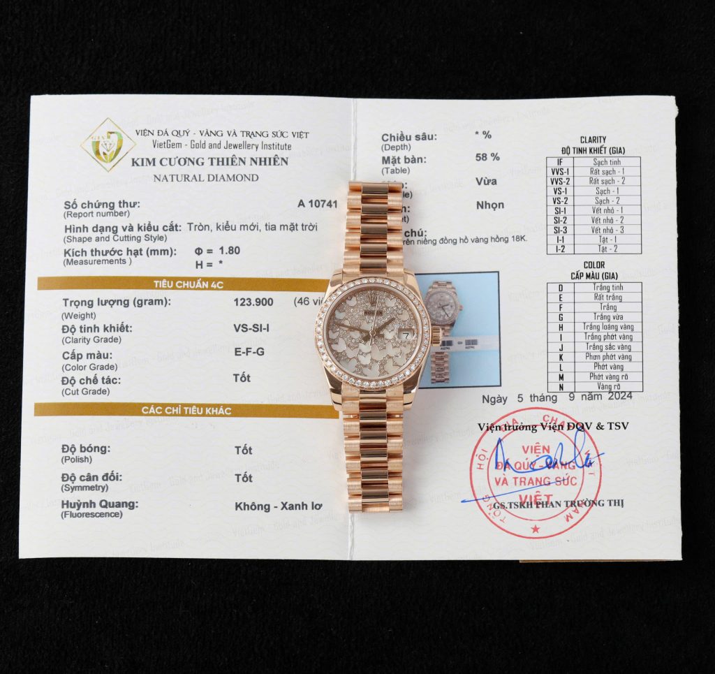 Đồng Hồ Rolex DateJust Vàng Nguyên Khối Kim Cương Tự Nhiên Chế Tác 31mm (2)