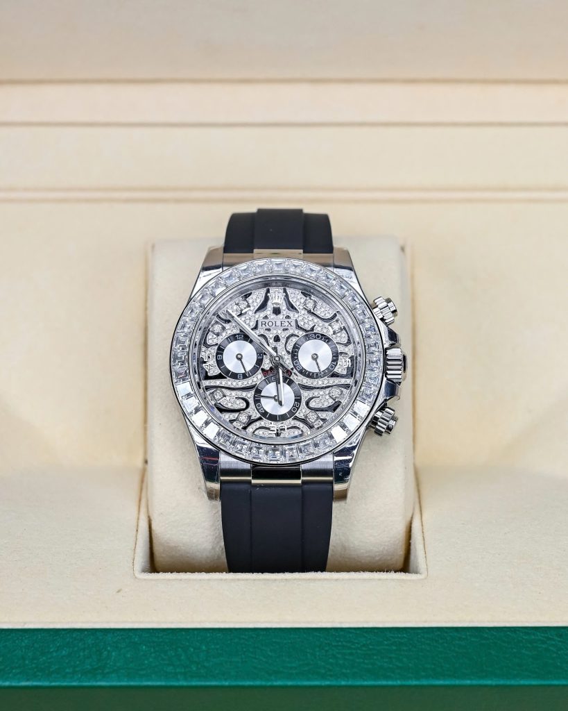 Đồng Hồ Rolex Daytona Eye Of Tiger Vàng Trắng 18K Kim Cương Thiên Nhiên 40mm