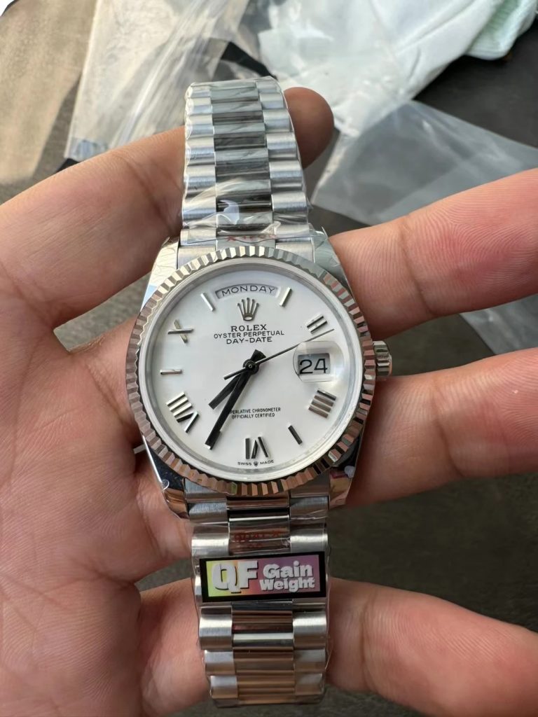 Đồng Hồ Rolex Day-Date 128236 Mặt Trắng Cọc Số La Mã QF Factory 36mm (1)
