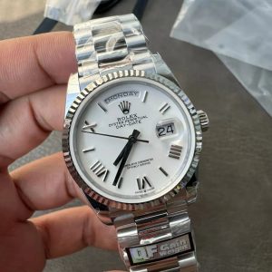 Đồng Hồ Rolex Day-Date 128236 Mặt Trắng Cọc Số La Mã QF Factory 36mm (1)