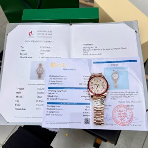 Đồng Hồ Rolex Day-Date Chế Tác Phủ Vàng Ruby Đỏ Đá Moissanite Xưởng GM 40mm (2)