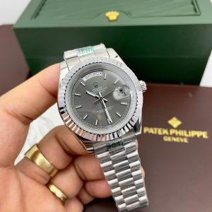 Đồng Hồ Rolex Day-Date Fake Máy Nhật Mặt Màu Xám 40mm (4)