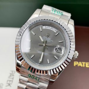Đồng Hồ Rolex Day-Date Fake Máy Nhật Mặt Màu Xám 40mm (4)