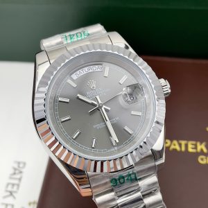 Đồng Hồ Rolex Day-Date Fake Máy Nhật Mặt Màu Xám 40mm (4)