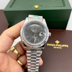 Đồng Hồ Rolex Day-Date Fake Máy Nhật Mặt Màu Xám 40mm (4)