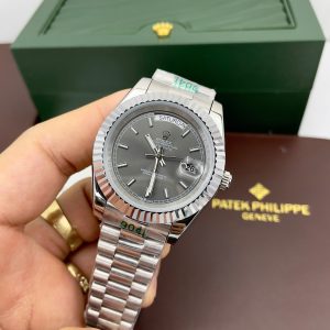 Đồng Hồ Rolex Day-Date Fake Máy Nhật Mặt Màu Xám 40mm (4)