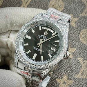 Đồng Hồ Rolex Day-Date Nam Đính Đá Fake Máy Cơ Nhật 40mm (1)