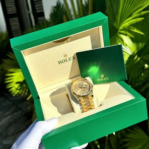 Đồng Hồ Rolex Day-Date Phủ Vàng 18K Cọc Số Đính Đá Chế Tác 40mm (1)