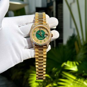 Đồng Hồ Rolex Day-Date Phủ Vàng Đính Moissanite Hong Kong 40mm (2)