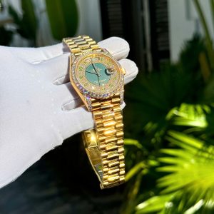 Đồng Hồ Rolex Day-Date Phủ Vàng Đính Moissanite Hong Kong 40mm (2)