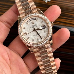 Đồng Hồ Rolex Day-Date Phủ Vàng Độ Mặt Thiên Thạch Đá Moissanite 40mm (2)