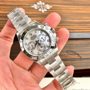 Đồng Hồ Rolex Daytona 116509 Chế Tác Mặt Vỏ Trai Trắng Đá Moissanite 40mm (4)