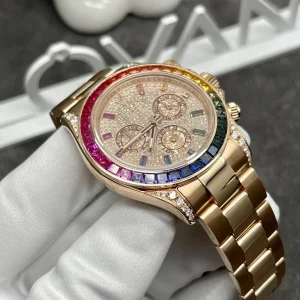 Đồng Hồ Rolex Daytona 116595 Vàng Thật Kim Cương Đá Quý Tự Nhiên 40mm (1)