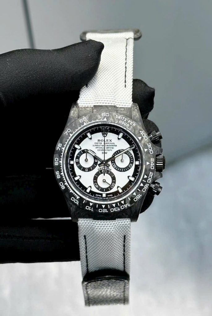 Đòng Hồ Rolex Daytona Diw Chế Tác Sợi Carbon Dây Vải 40mm (1)