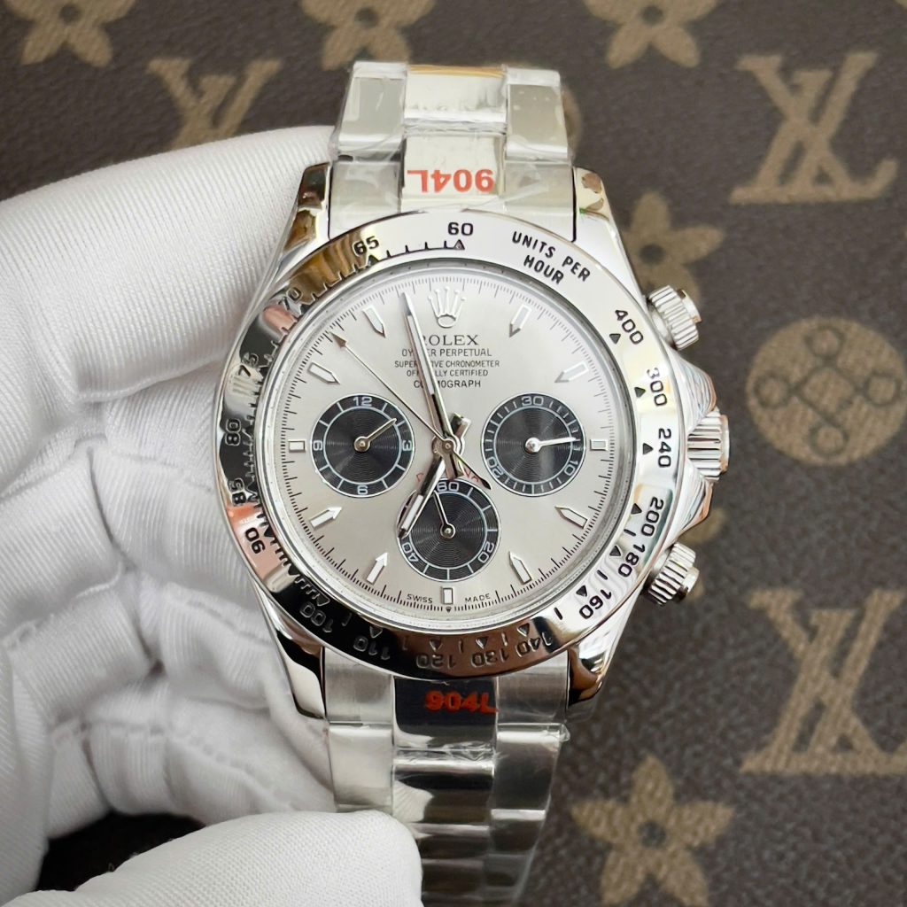Đồng Hồ Rolex Daytona Fake Máy Nhật Automatic Mặt Số Trắng 40mm (1)