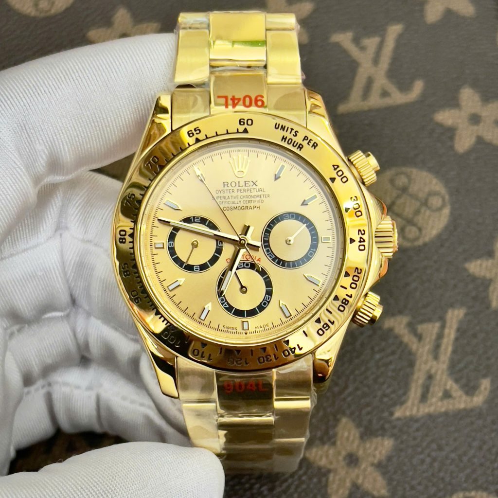 Đồng Hồ Rolex Daytona Fake Máy Nhật Mặt Màu Vàng Champagne 40mm (1)
