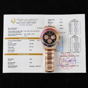 Đồng Hồ Rolex Daytona Rainbow 116595 Vàng Khối Kim Cương Đá Quý 40mm (1)